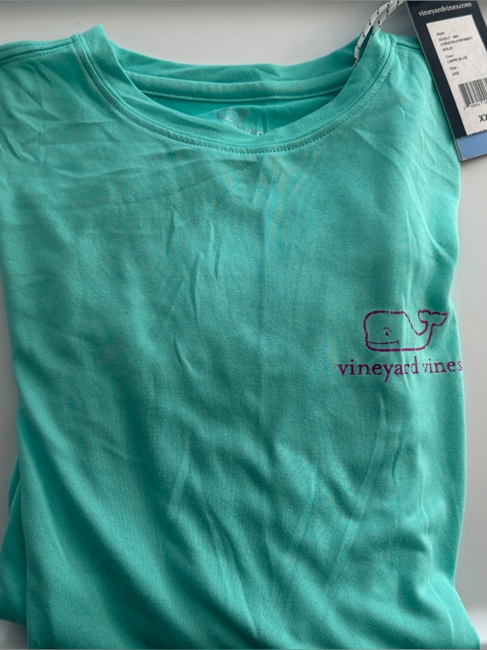 Vineyard Vines Women's Short-Sleeve Tee in Aqua Green with Purple Logo NWT XXS